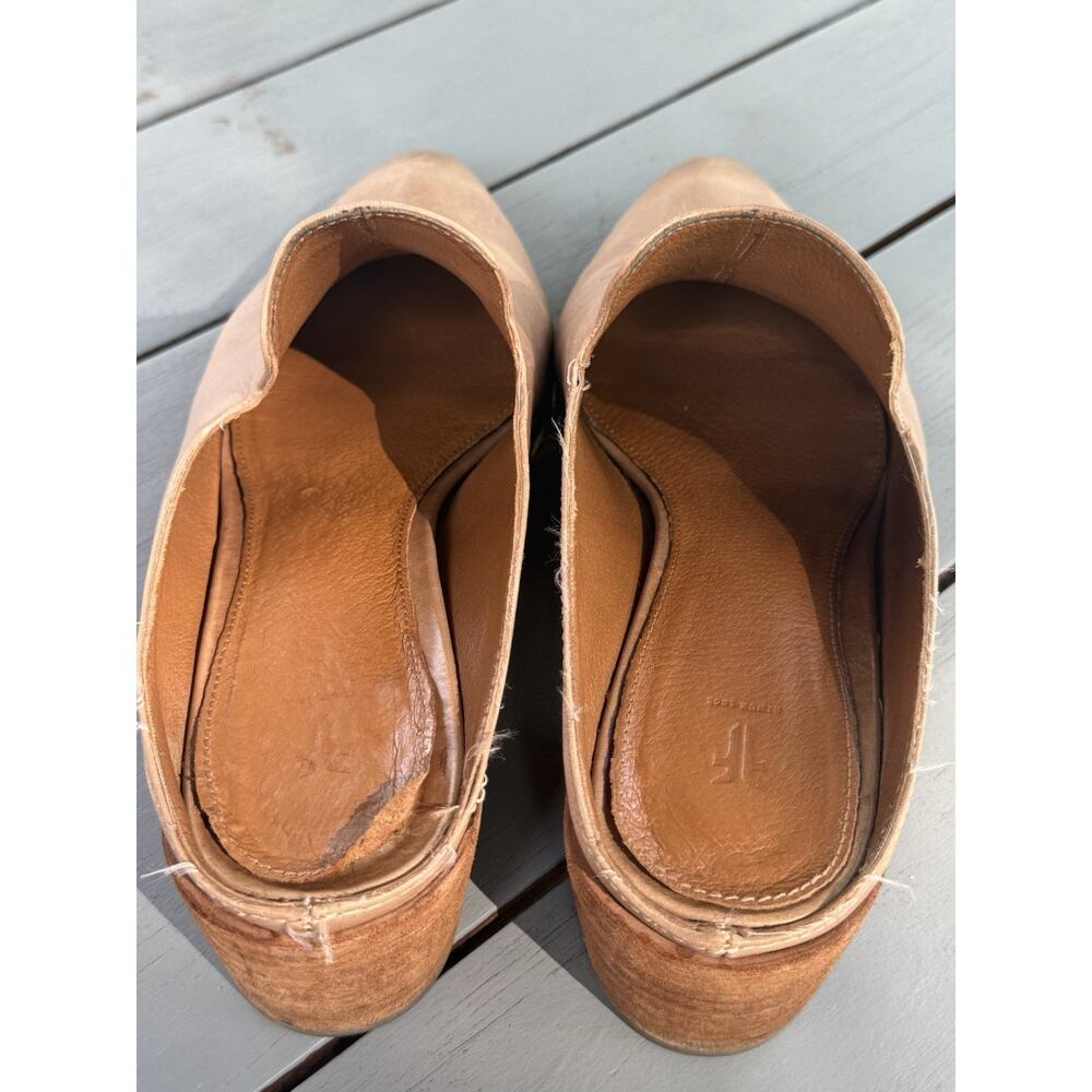 Frye Ray Leather Mules Womens Size 9.5 M Tan Natural Slip On Clogs Flat Shoes - Picture 9 of 13